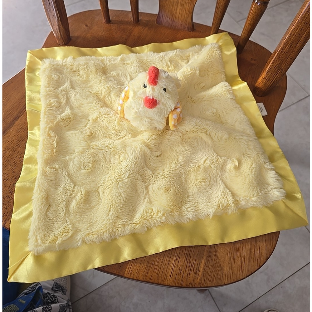 Cloud Island Yellow Chick Plush Satin Trim Lovey Stuffed Baby Security‎ Blanket